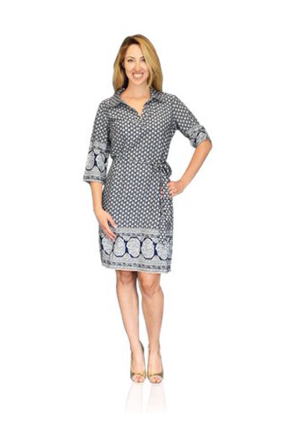 Women's Floral Pattern Summer Collared Shift Dress (Navy, X-Large)