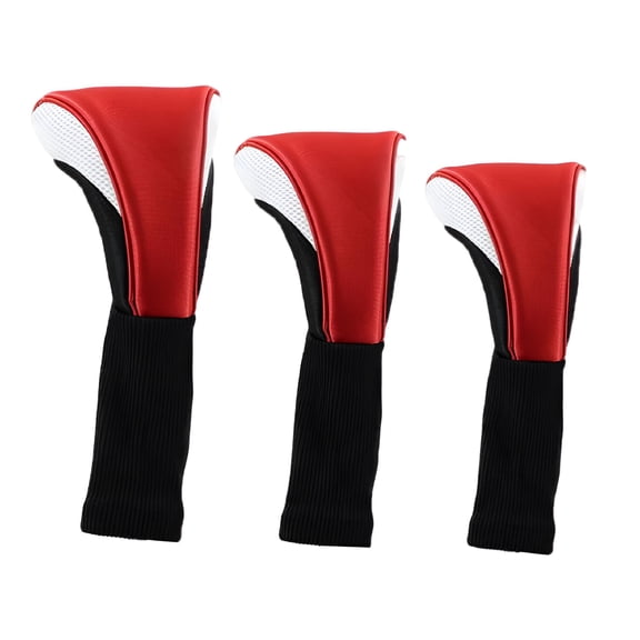 BESTSKY 3Pcs Golf Club Covers Driver 3 5 Woods Covers for Nylon Traditional Protective Covers Clubs and Drivers Red White