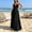 Black, variant on Morttic Women's Bohemian Tie Halter Neck Backless Tiered Maxi Dress – Ruffle Hem, Solid Color, Beach Vacation Long Dress White,XXL