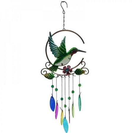 

CUTELOVE Painted Glass Hummingbird Metal Wind Chime Pendant Hanging Ornaments Home Window Balcony Room Yard Decoration Iron Crafts
