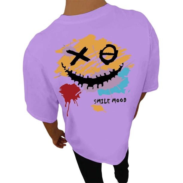 Playeras De Hombre Camiseta Informal De Verano De Manga Corta Con Cuello Redondo Y Estampado De Letras Y Caras Para Hombre