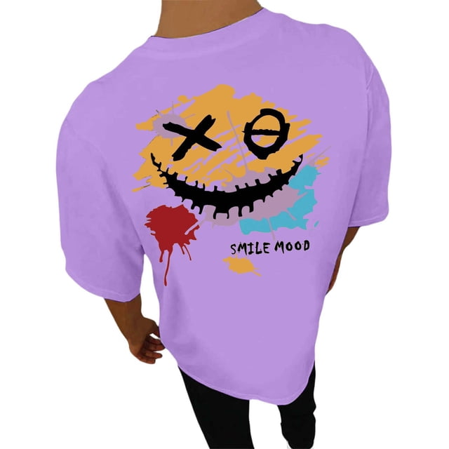 Playeras De Hombre Camiseta Informal De Verano De Manga Corta Con Cuello Redondo Y Estampado De Letras Y Caras Para Hombre