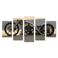 thumbnail image 1 of Juego de Cuadros Decorativos, Moto Chopper de Exhibición al Atardecer, Estilo Lujo y Diseño, 5 Piezas, Ideal para Salas y Oficinas Modernas, 150x80cm, 1 of 5