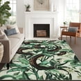 thumbnail image 2 of Assaile 8 x 10 ft Polyester Pearl Velvet Beige Green Rectangular Hallway Bathroom Entryway Kitchen Office Foldable Flower Snake Printed Modern Washable Area Rug, 2 of 8