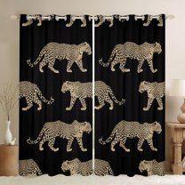Homewish Safari Leopard Black Out Curtains For Kids Teens Adults,Cheetah Print Curtains Pack of 2 (42x63 Each),Black Brown Bedroom Curtains,Luxury Bedroom Decor