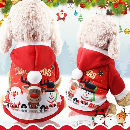 

PEONAVET Cat Dog Christmas Outfit Dog Clothes Christmas Dog Clothes Cat Pet Clothes Autumn And Winter Warm Fleece Sweater Supplies Blessing Bag Pocket Elk