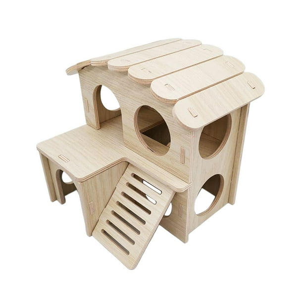 Casa de madera para hámster, cabaña para hámster, hábitat divertido, decoración, accesorios para jaula, cabaña para esconderse 17cmx15cmx15.5cm