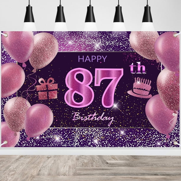 Decoraciones de 87 cumpleaños para niñas IMISI Pancarta de Feliz Cumpleaños Decoraciones Rosas para una Fiesta de cumpleaños Telón de Fondo para Mujeres