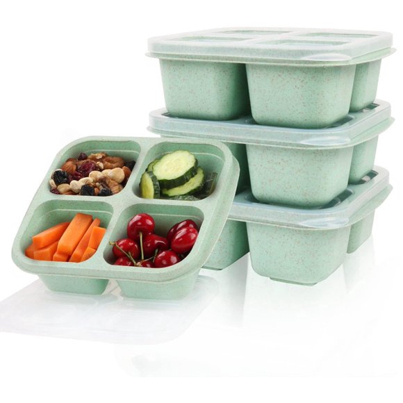 4 Pieces Snack Bowls - Snack Box Bowls - Snack Box with Lid - Portable snack bowls with 4 compartments - for nuts, candy, parties, fruit, entertainment, vegetables, picnics - Great for business trips
