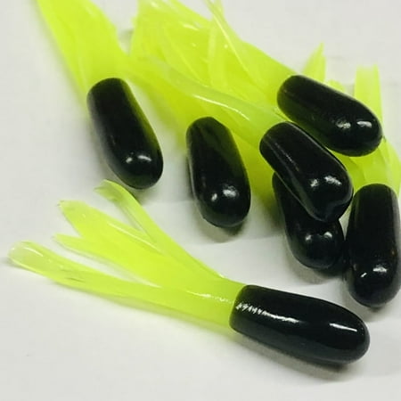 Estbridge 2" Crappie Tube Jig Lures 50 Pack Black/Chartreuse Glow