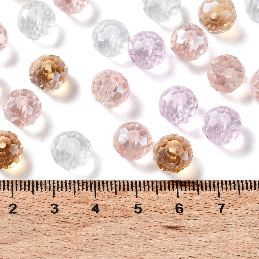 Glass Beads Faceted Rondelle Pearl Pink 10x8mm Hole: 1mm about 560pcs/500g