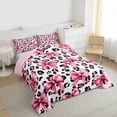 thumbnail image 3 of Feelyou Bowknot Kid Queen Comforter Set, Pink Cheetah Leopard Print Bedding Set, 3pcs, 3 of 8