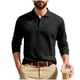 thumbnail image 2 of Blusa y camisa de manga larga con cuello vuelto para hombre, color liso, informal, con botones, cárdigan de media manga, top de solapa de manga larga, blusas de poliéster para hombre, 2 of 9
