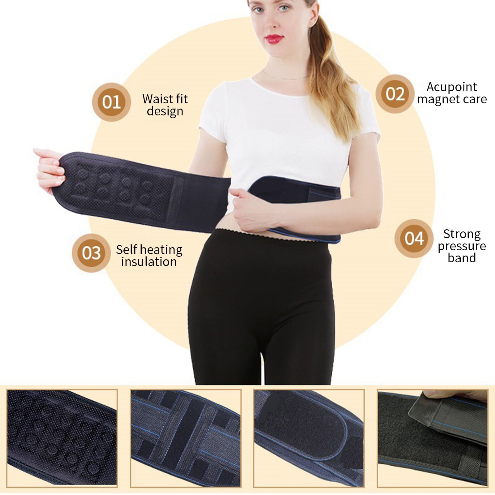 QTOCIO Ceinture de Soutien Lombaire avec Aimant, Attelles