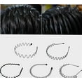 thumbnail image 4 of 5 Pcs Unisex Black Metal Spiral Wave Headband Men Women Hair Band Accessories, 4 of 4