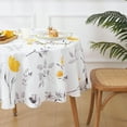 thumbnail image 3 of Floral Tablecloth 60x60 Inch Round, Flower Decoration Table Cloth for Spring Summer, Waterproof Fabric Wrinkle Free Table Cover for Kitchen, Dining Room, Party, Picnic, Camping, Yellow, 3 of 6