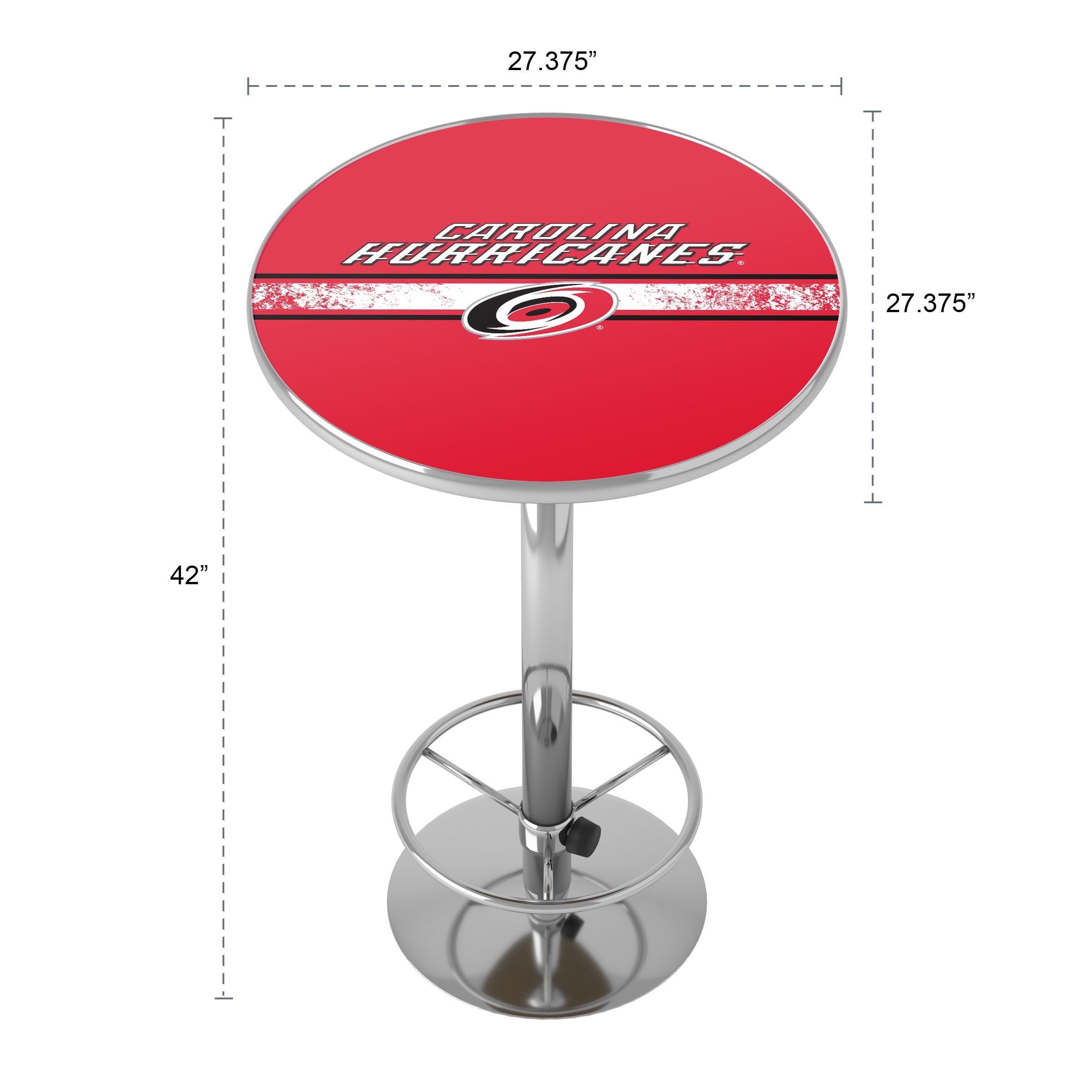 Carolina Hurricanes Logo Bar Table with Adjustable Footrest and Acrylic Top