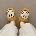 thumbnail image 2 of Pantuflas de cara sonriente retro Fuzzy Fluffy Cute House Home Shoes Memory Foam Soft Plush Warm Indoor Slides Winter Fur Zuecos para mujeres y hombres (Amarillo, 37/38) oso de fresa  necesidades diarias, 2 of 5