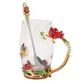 thumbnail image 2 of Tea Mug, Heat Resistant Glass Mug Delicate Transparent Drinkware With Spoon For Tea Ceremony Red Rose 350ml, 2 of 8