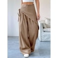 thumbnail image 4 of Women Wide Leg Baggy Flowy High Waisted Pants Loose Fit Casual Cozy Cute Y2k Trousers Khaki L, 4 of 7