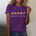 thumbnail image 2 of Public Womens Short Sleeve Graphic Tees Causal Bad Day to Be a Hot Dog Letter Printed Sleeve T-Shirts Summer Crew Neck Loose Fit Tops Shirts Purple M, 2 of 5