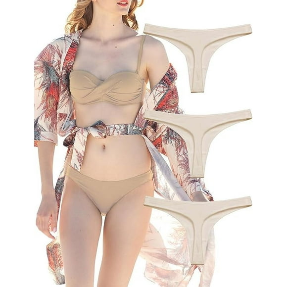 XmhyTop Pack de 3 tangas mujer algodón, sin costuras, transpirables y diseño atractivo,Talla 2XL Desnuda