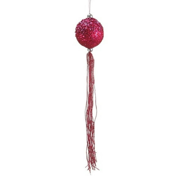 12" Pretty in Pink Fuchsia Glitter Christmas Ball Ornament with Tassels