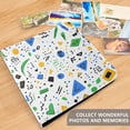 thumbnail image 4 of FORMRS 3 Ring Photo Album 4"x6" Self Adhesive Large Capacity PU Leather Cover, Blue Simple Shapes, 4 of 8