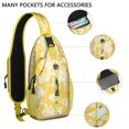 thumbnail image 2 of Floral and Bee Artwork Sling Bag with Adjustable Strap, Multiple Compartments, Lightweight Durable Crossbody Backpack for Students, Office, Travelers, Vintage Boho Style, 2 of 6