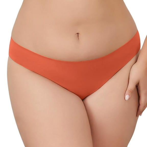 Ashirexll Period Underwear for Women Plus Size Menstrual Leak Proof Panties Cotton Mid Waist Period Panties Orange XL