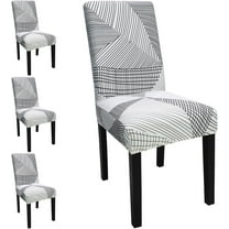 Dining Room Chair Covers Set of 4, Stretch Printed Parsons Chair Slipcovers Spandex Removable Washable Kitchen Chair Protector Cover for Dining Room, Hotel, Ceremony(White)