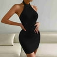 thumbnail image 1 of Vestido ajustado con cuello halter,Vestido corto ajustado Vestido ajustado sin mangas puro Vestido ajustado sin espalda Eficiencia maximizada, 1 of 7