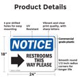 thumbnail image 2 of (2 Pack) Restrooms This Way Please [Right OSHA Notice Sign 24 Inch X 18 Inch Plastic Sign, Weather Resistant, UV Protected for Workplace, Business, and Construction Site, Made in the, 2 of 8