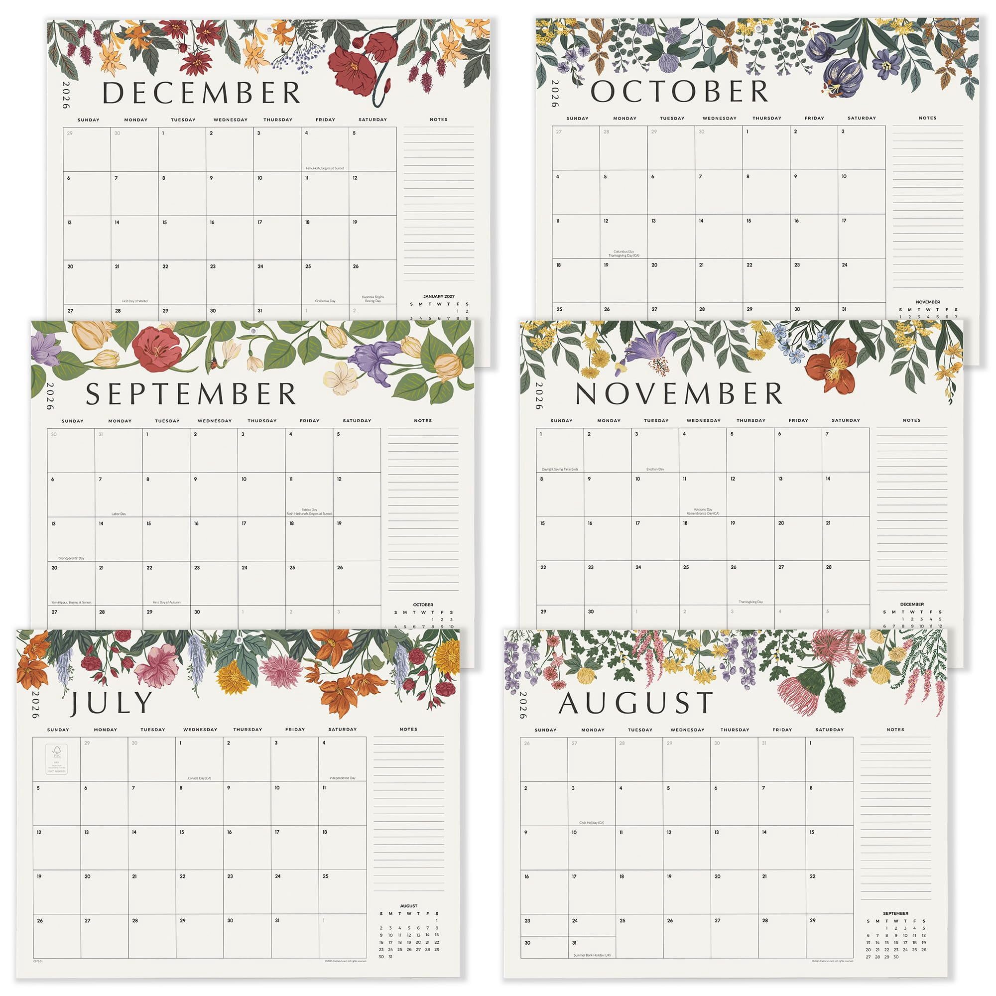 Desk Calendar 2026 With Desktop Mat  Large Pad 22 X 17 Inch Runs From July 2026 To December 2027 Classic Floral Design 2026 For Home School And Office (green)