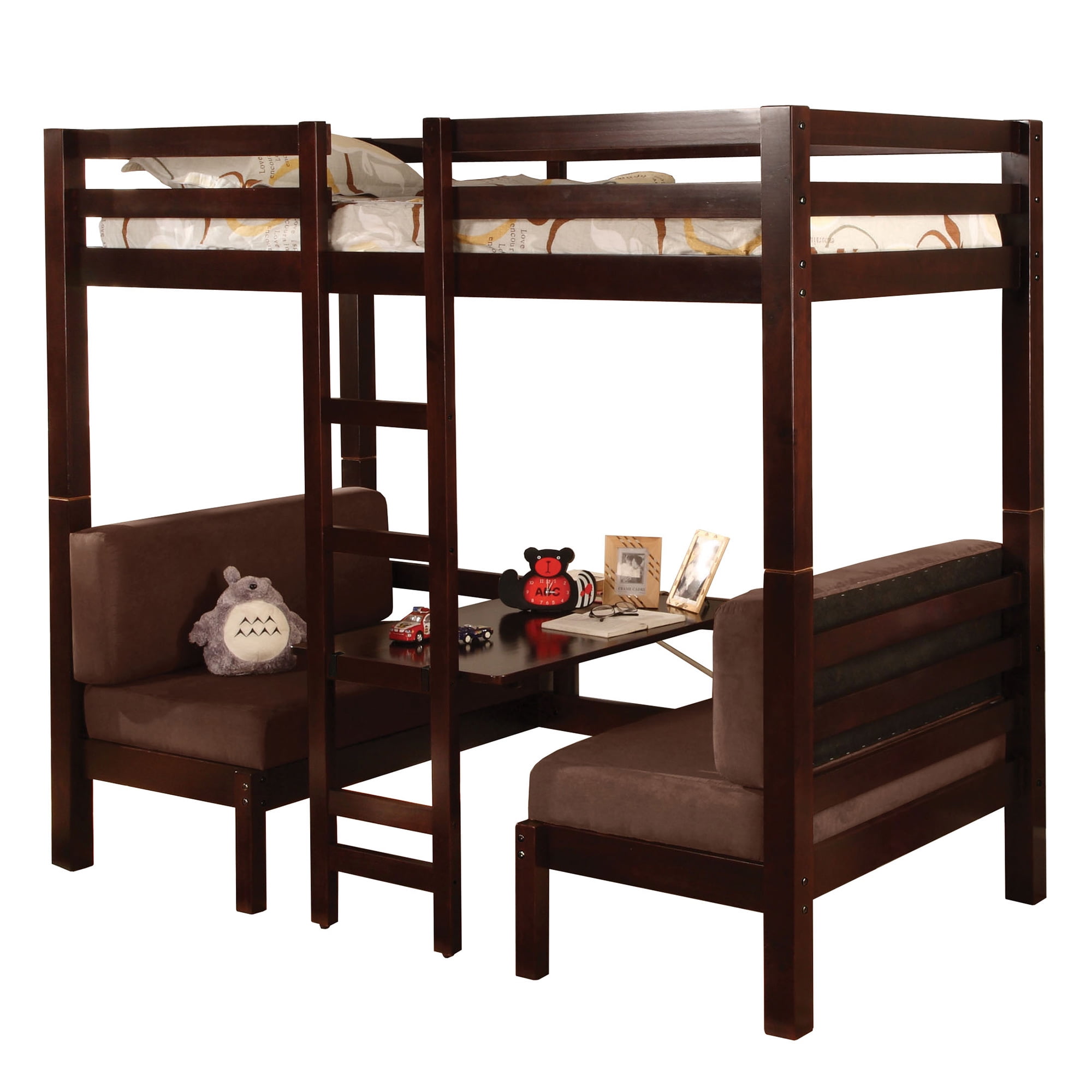 Coaster Joaquin convertible loft bed, twin over twin. Medium brown