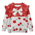 thumbnail image 5 of DISNIMO Cherry Bow Printed Pullover for Toddler Girl Crewneck T-Shirts Long Sleeve Sweatshirt Cozy Sweater Tops 3-4 Years, 5 of 7