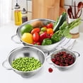 thumbnail image 6 of Behome 3 Pack Colander(2/4/7 Qt), Stainless Steel Colander Strainers with Handles & Resting Base, Steel Colander Sieves for Draining Rinsing Washing, for Pasta Vegetables Fruits, 6 of 7