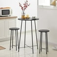thumbnail image 3 of VECELO 3-Piece Bar Table Set with 2 Stools, Space Saving Round Pub Table Set for Breakfast Nook, Bistro, Dining Room, Kitchen, Black, 3 of 9