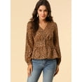 thumbnail image 3 of INSPIRE CHIC Women's Elegant Dots V Neck Smocked Ruffled Hem Peplum Top, 3 of 6