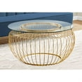 thumbnail image 2 of Round Gold Metalwith Tempered Glass Coffee Table, 2 of 2