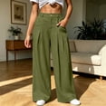 thumbnail image 4 of ZHYou No Boundarie Womens Baggy Fit Pant Low Rise Pleated Cargo Oversized Wide Leg Business Dress Casual Trousers with Pockets,Army Green,Size S, 4 of 7