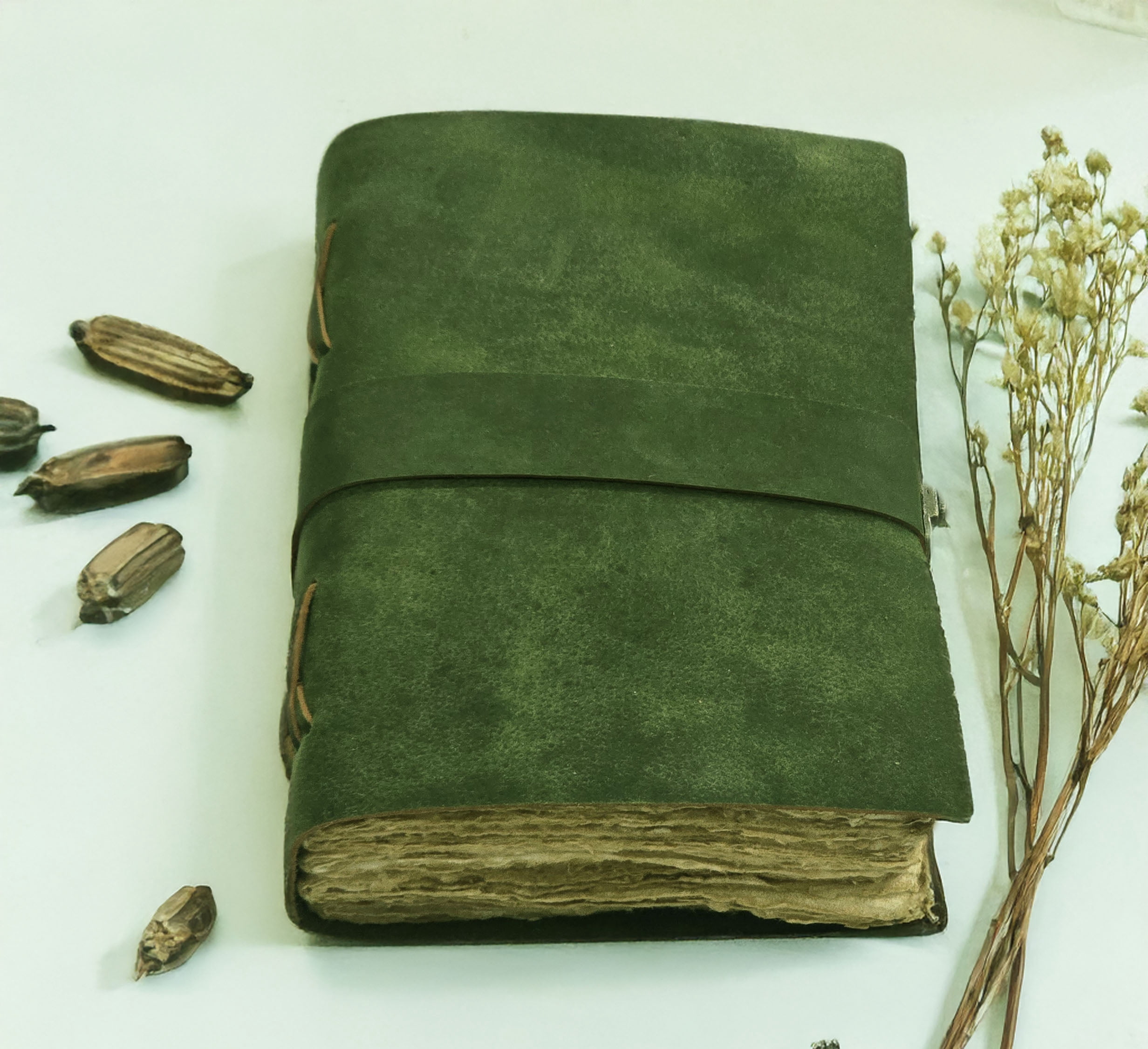 Leather Notebook, 200 Blank Deckle Edge Paper, Handmade Fancy Bound Journal For Women and Men