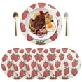 thumbnail image 5 of Ryvnso Strawberry Round Plate Mats Dining Table Placemat Set of 4 for Holiday Decoration, 5 of 7