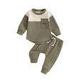 thumbnail image 2 of Elippeo Boy 2 Piece Outfits 6M 12M 18M 24M 3Y 4Y Newborn Contrast Color Long Sleeve Round Neck Sweatshirt and Pants Set Toddler Pants Suits, 2 of 10
