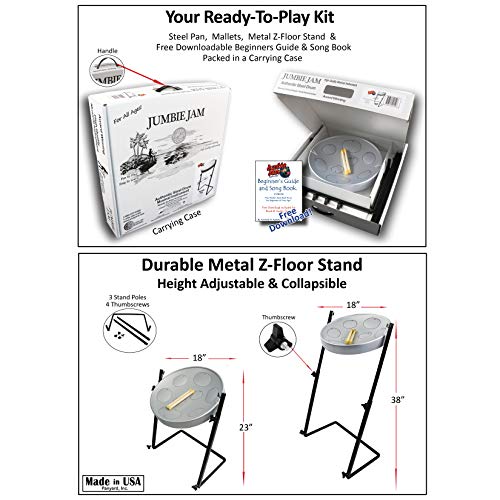 Panyard Jumbie Jam Steel Drum Kit with Metal Z-Floor Stand Silver