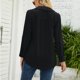 thumbnail image 3 of Camisas Henley para mujer con botones y cuello en V, blusa informal de manga larga para mujer, suave y transpirable, para el hogar, viajes, oficina, negro, XXL, 3 of 5
