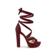 thumbnail image 3 of BLISSFUL STEP Women's Lace Up Platform Block High Heel Sandals Burgundy 10.5, 3 of 7