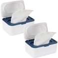 thumbnail image 1 of 2 Pack Baby Wipes Dispenser, Wipes Case Baby Wipe Holder Keeps Wipes Fresh, Non-Slip, Easy Open & Close (2 Pack Blue), 1 of 8