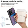 thumbnail image 4 of Allytech for iPhone 15 Pro 2 in 1 Detachable Wallet Case, Luxury Retro PU Leather Ring Kickstand Card Cash Slots Case for Women Men, Strong Magnetic Shockproof Anti-Scratch Slim Case - Purple, 4 of 11