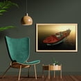 thumbnail image 2 of Maritime Wall Art with Frame, Aerial Shot Photo of Big Industrial Container Ship on Calm Ocean at Sunrise, Printed Fabric Poster for Bathroom Living Room, 35" x 23", Multicolor, by Ambesonne, 2 of 2
